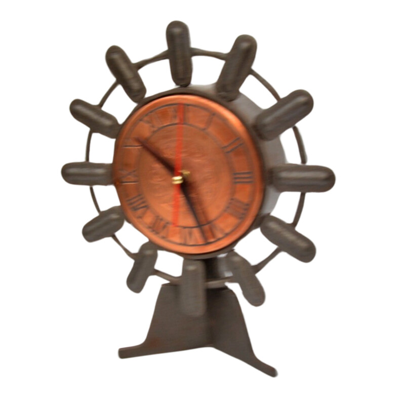 Vintage copper and cast iron mantel clock for Weimar, Germany 1970