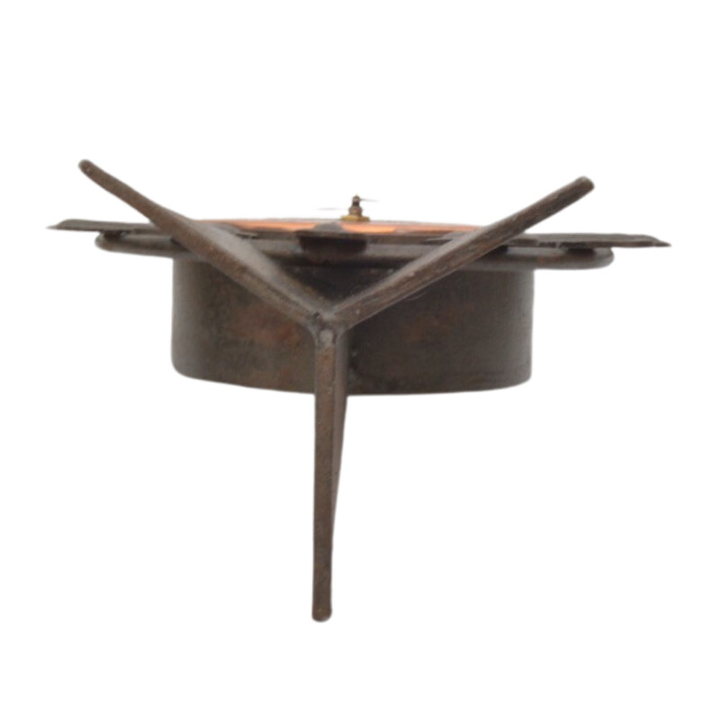 Pendule de cheminée vintage en cuivre et fonte pour Weimar, Allemagne 1970