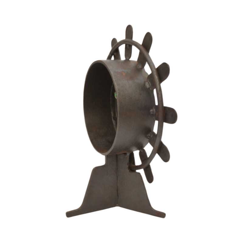 Pendule de cheminée vintage en cuivre et fonte pour Weimar, Allemagne 1970