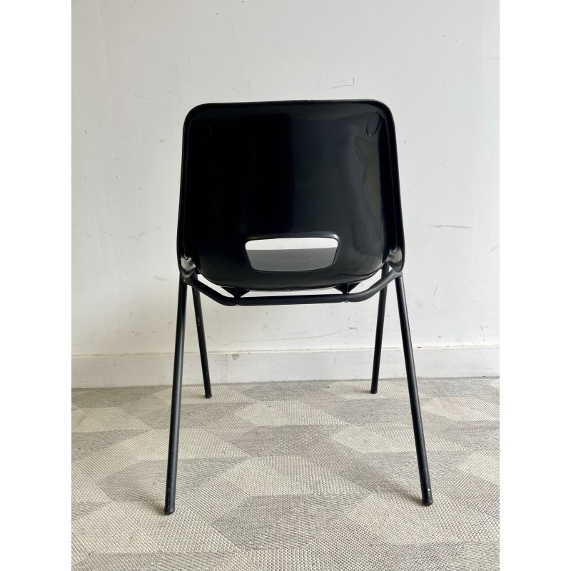 Sedia scolastica impilabile nera vintage per K.M Furniture