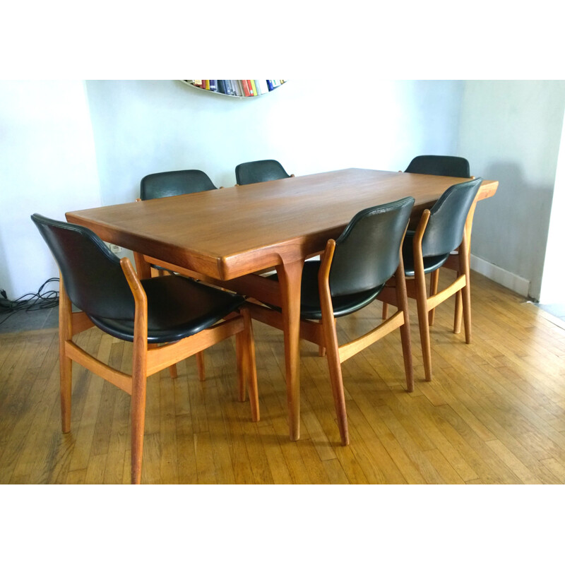 Set dining table and 6 chairs "62S", Arne VODDER - 1960s