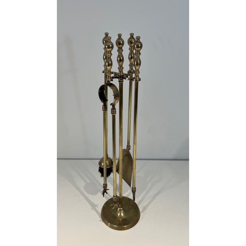 Vintage brass fire set, France 1970