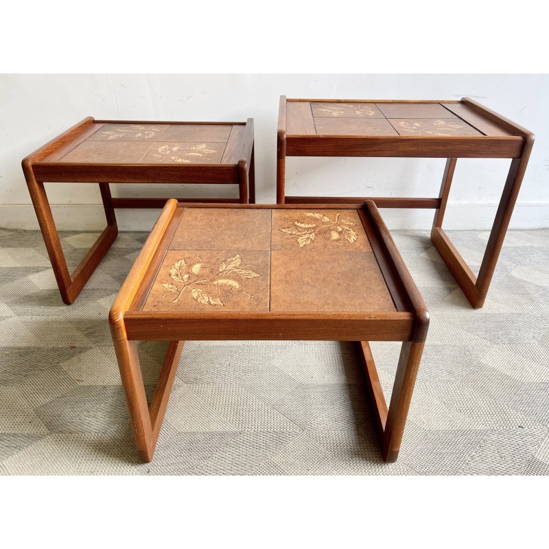 Vintage tiled and teak nesting tables