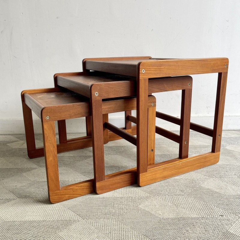 Vintage tiled and teak nesting tables