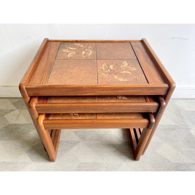 Vintage tiled and teak nesting tables
