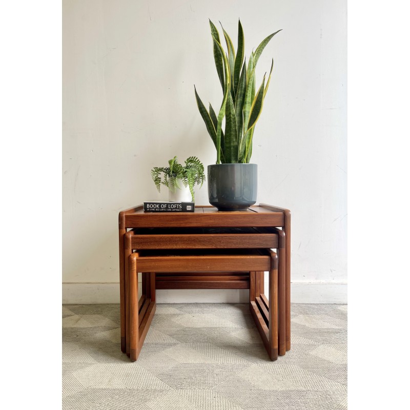 Vintage tiled and teak nesting tables