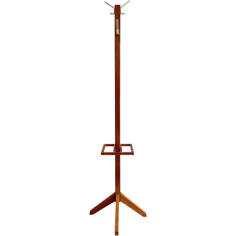 Vintage freestanding solid wood coat rack, 1970