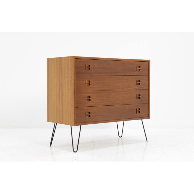 Upcycled Danish teak chest of drawers and metal legs - 1960s. 