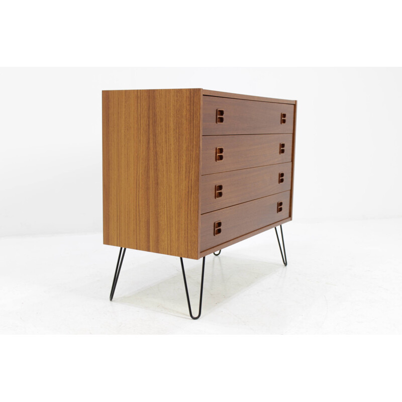 Upcycled Danish teak chest of drawers and metal legs - 1960s. 