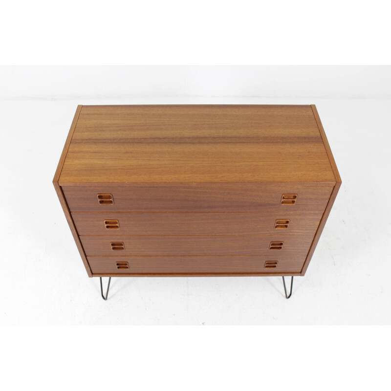 Upcycled Danish teak chest of drawers and metal legs - 1960s. 