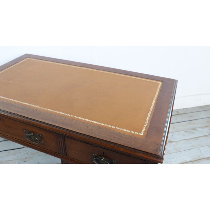 Vintage mahogany writing desk with 5 drawers, 1900