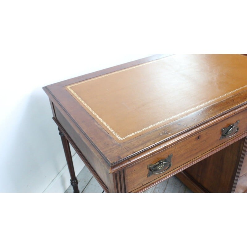 Vintage mahogany writing desk with 5 drawers, 1900