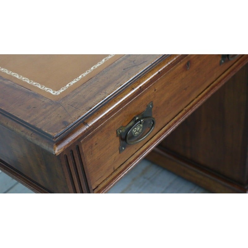 Vintage mahogany writing desk with 5 drawers, 1900