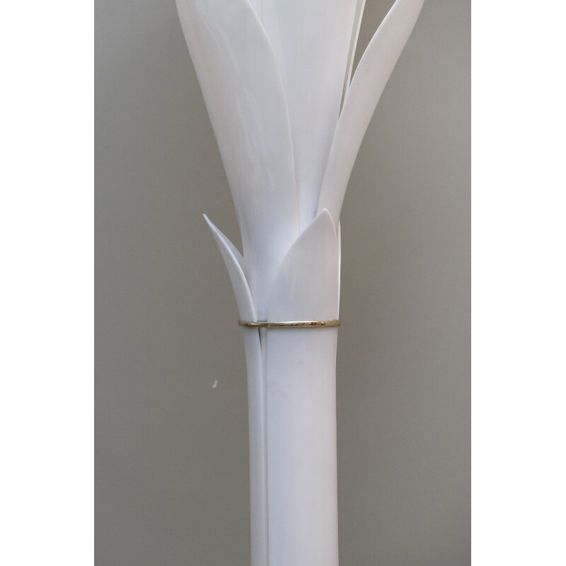 Lampadaire vintage Tulipe en perspex et laiton pour Rougier, Canada 1980