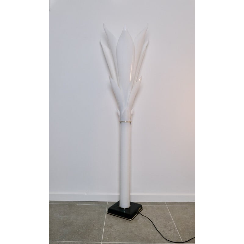 Vintage Tulipe floor lamp in perspex and brass for Rougier, Canada 1980