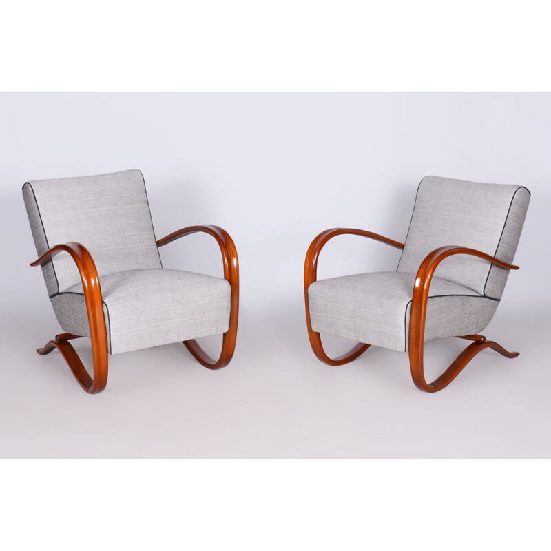 Pair of vintage H-269 armchairs by Jindrich Halabala for UP Zavody, Czechoslovakia 1930