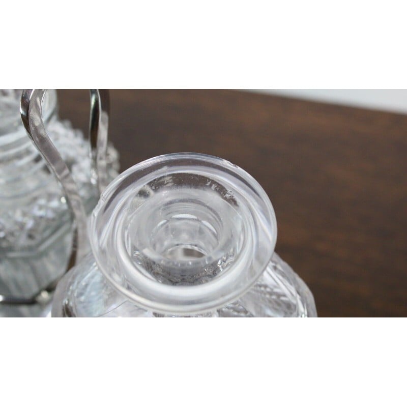 Vintage Victorian Silver Tantalus 3 Bottle Decanter Set
