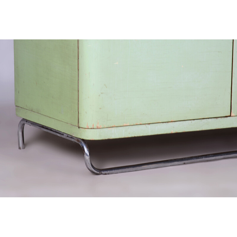 Vintage Bauhaus green chrome cabinet for Hynek Gottwald, Czechoslovakia 1930