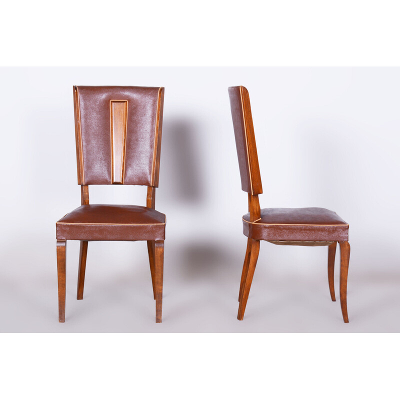 Pair of vintage Art Deco beech chairs by Jules Leleu, France 1920