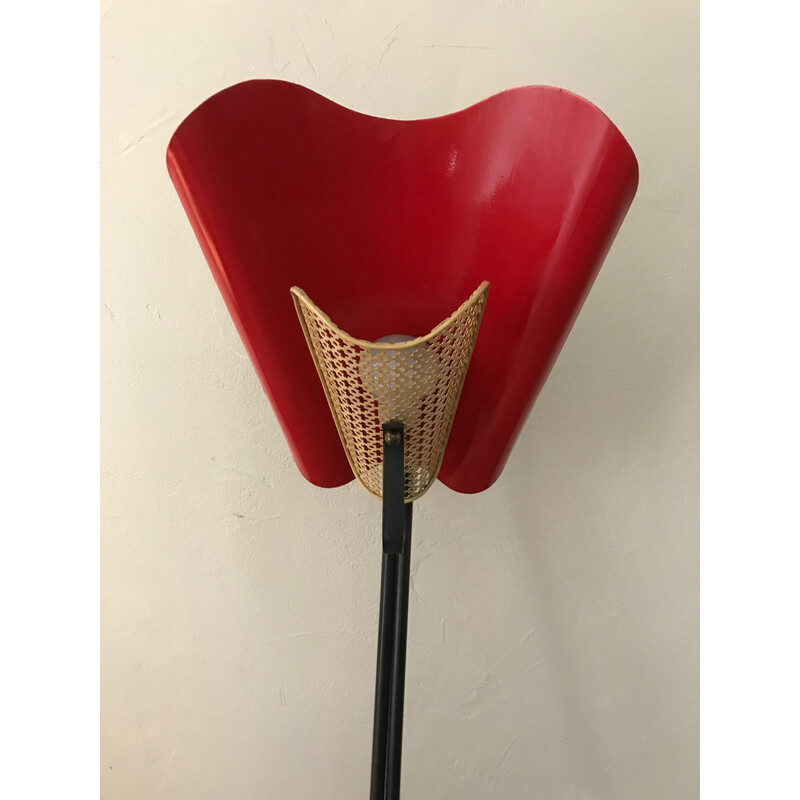 Lampadaire vintage en métal rouge, 1950