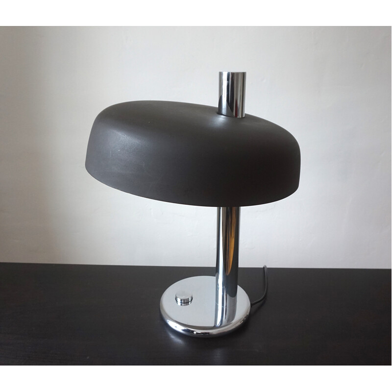Vintage model 7603 table lamp in brown metal by Heinz FW Stahl for Hillebrand, Germany 1960
