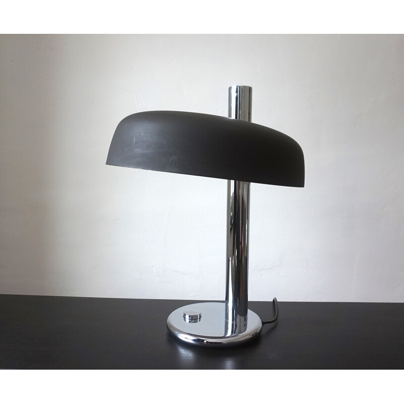 Vintage model 7603 table lamp in brown metal by Heinz FW Stahl for Hillebrand, Germany 1960