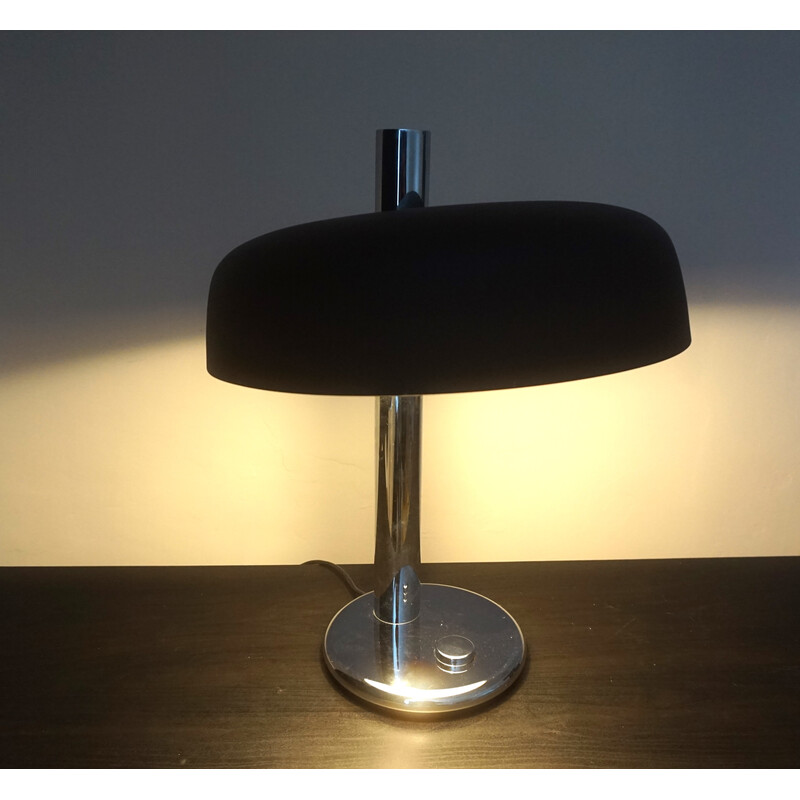 Lampe de table vintage modèle 7603 en métal marron par Heinz FW Stahl pour Hillebrand, Allemagne 1960
