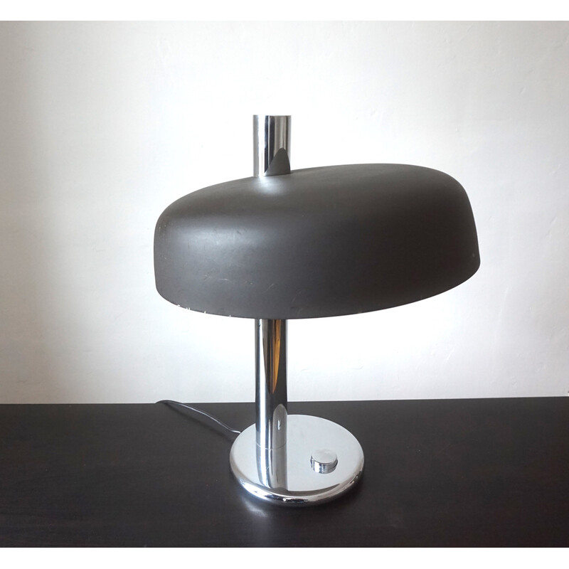 Vintage model 7603 table lamp in brown metal by Heinz FW Stahl for Hillebrand, Germany 1960