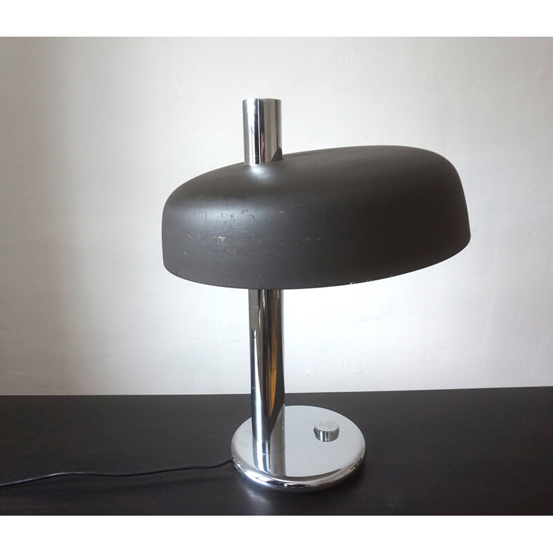 Lampe de table vintage modèle 7603 en métal marron par Heinz FW Stahl pour Hillebrand, Allemagne 1960