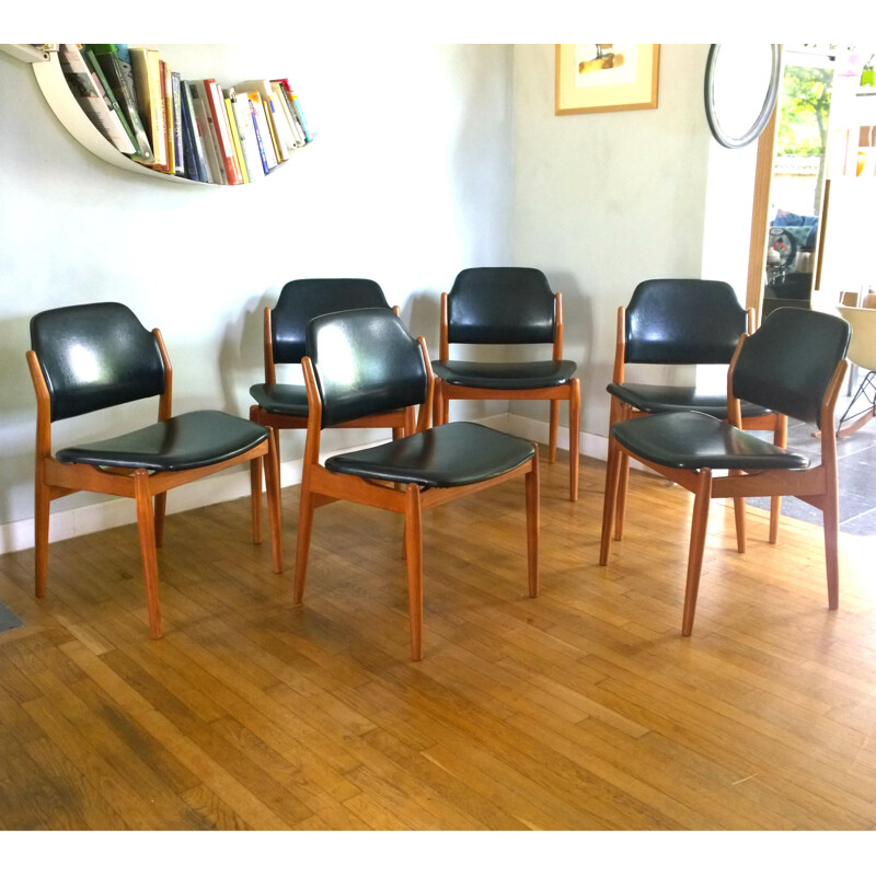 Set dining table and 6 chairs "62S", Arne VODDER - 1960s