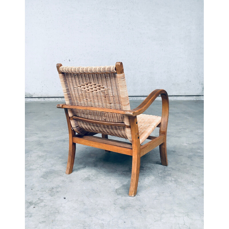 Paire de fauteuils vintage Bauhaus en bois de hêtre et rotin par Erich Dieckmann, Allemagne 1930