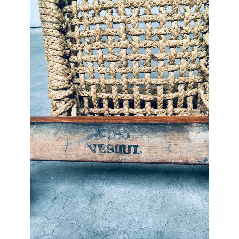Fauteuil vintage en corde d'Audoux Minet et Frida Minet pour Vibo Vesoul, France 1930