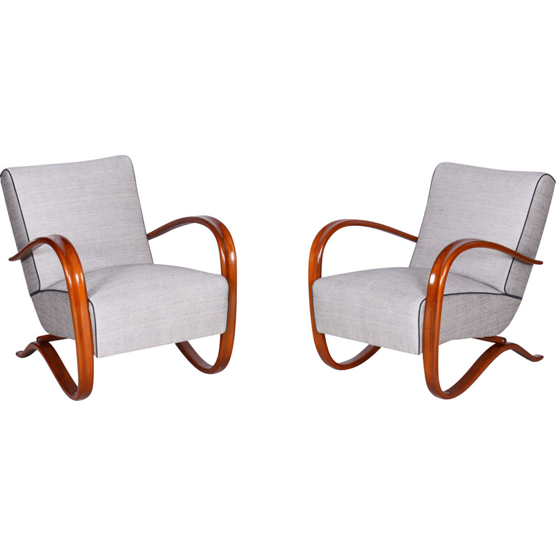 Pair of vintage H-269 armchairs by Jindrich Halabala for UP Zavody, Czechoslovakia 1930