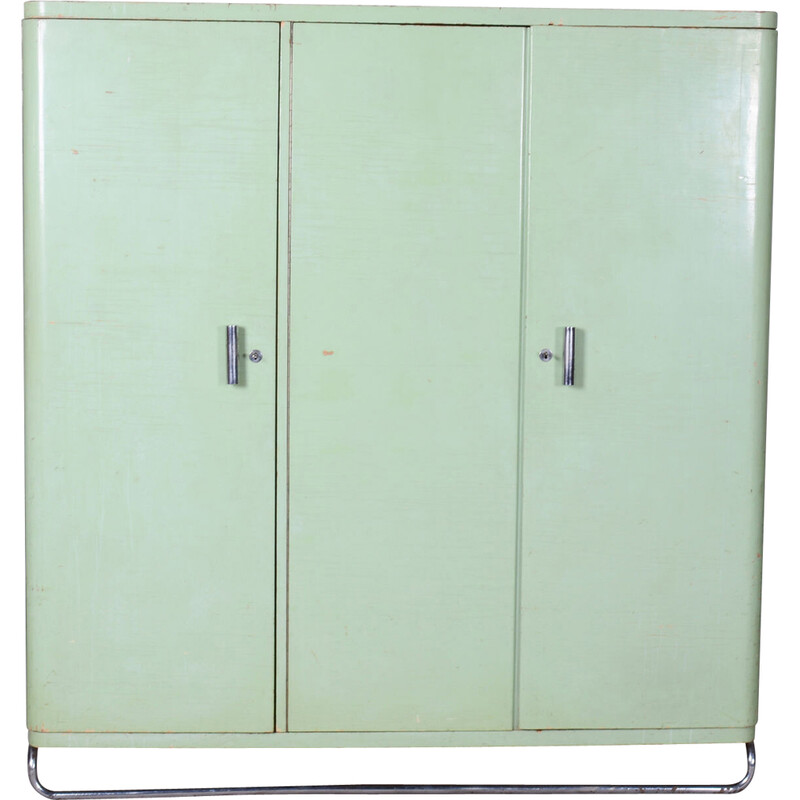 Vintage Bauhaus green chrome cabinet for Hynek Gottwald, Czechoslovakia 1930