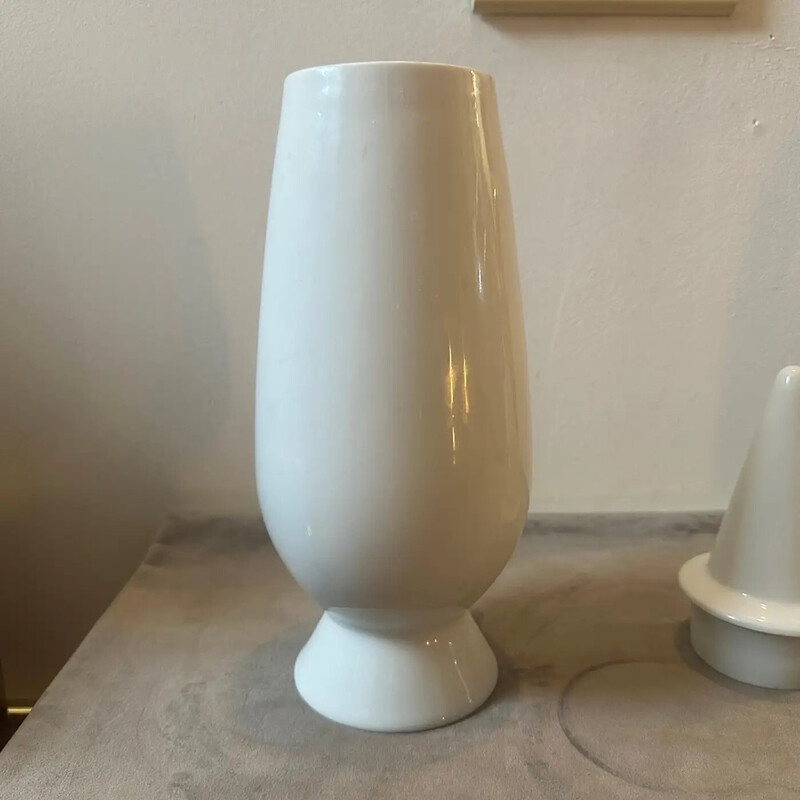 Vase vintage en porcelaine blanche par Alessandro Mendini pour Alessi Tendentse, Italie 1990