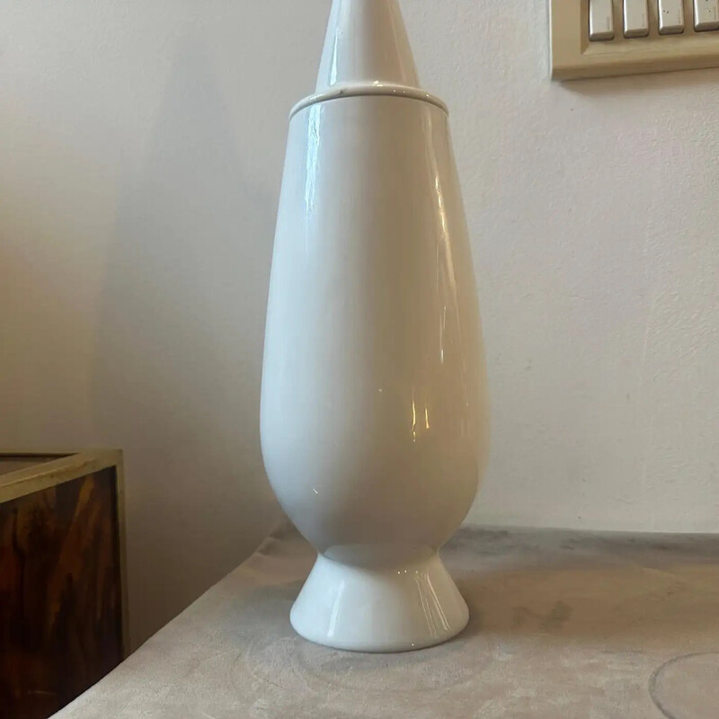 Vintage white porcelain vase by Alessandro Mendini for Alessi Tendentse, Italy 1990