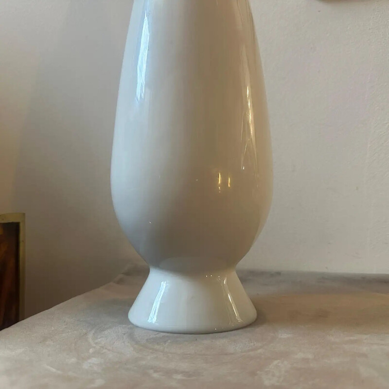 Vintage white porcelain vase by Alessandro Mendini for Alessi Tendentse, Italy 1990
