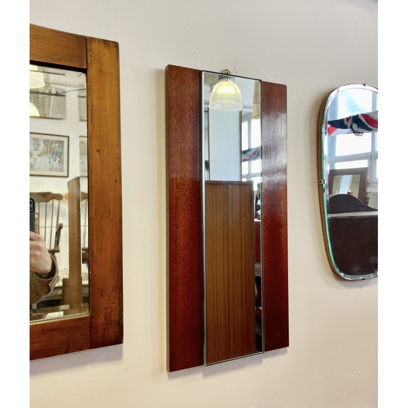 Vintage rectangular teak frame mirror, 1970