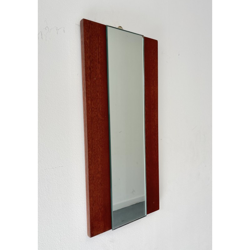 Miroir vintage rectangulaire cadre en teck, 1970