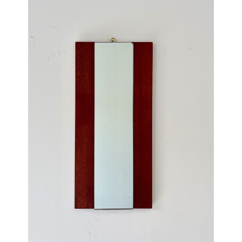 Vintage rectangular teak frame mirror, 1970