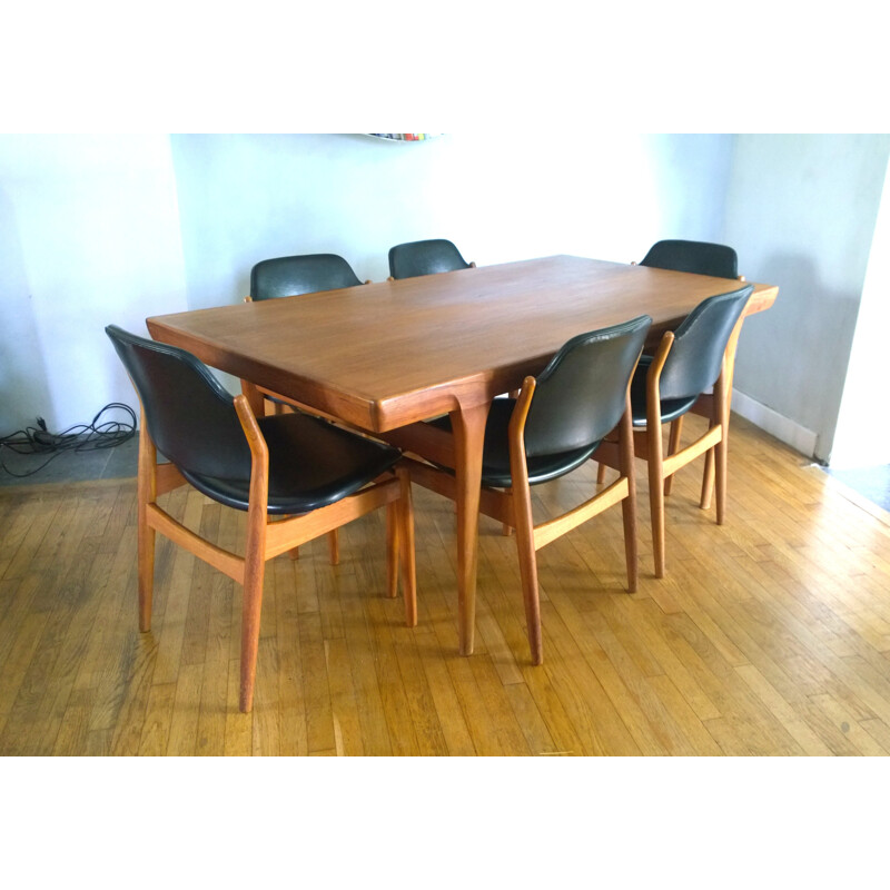 Set dining table and 6 chairs "62S", Arne VODDER - 1960s