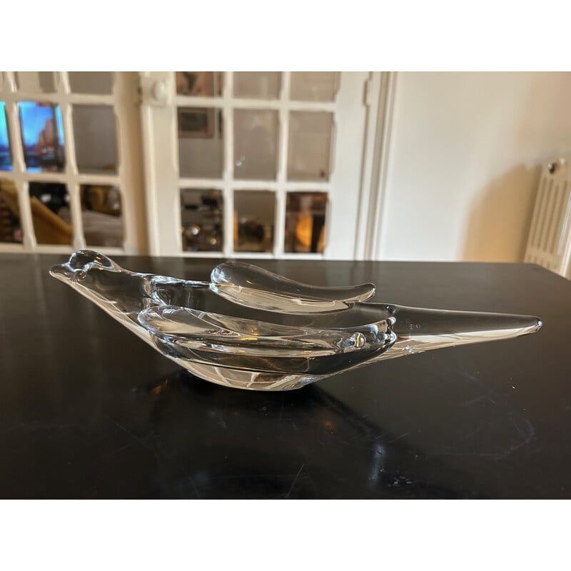 Bandeja vintage de cristal en forma de pájaro