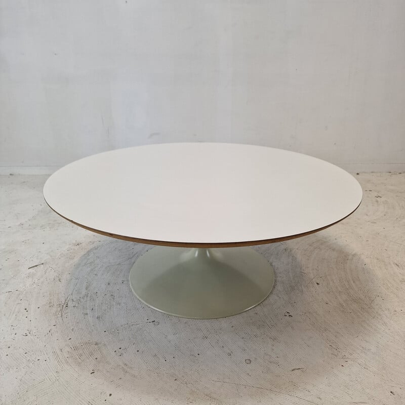 Table basse vintage "Circle" en bois plaqué blanc par Pierre Paulin pour Artifort, 1970