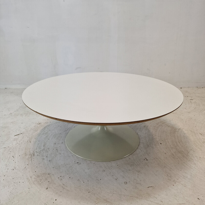 Vintage "Circle" coffee table in white veneered wood by Pierre Paulin for Artifort, 1970