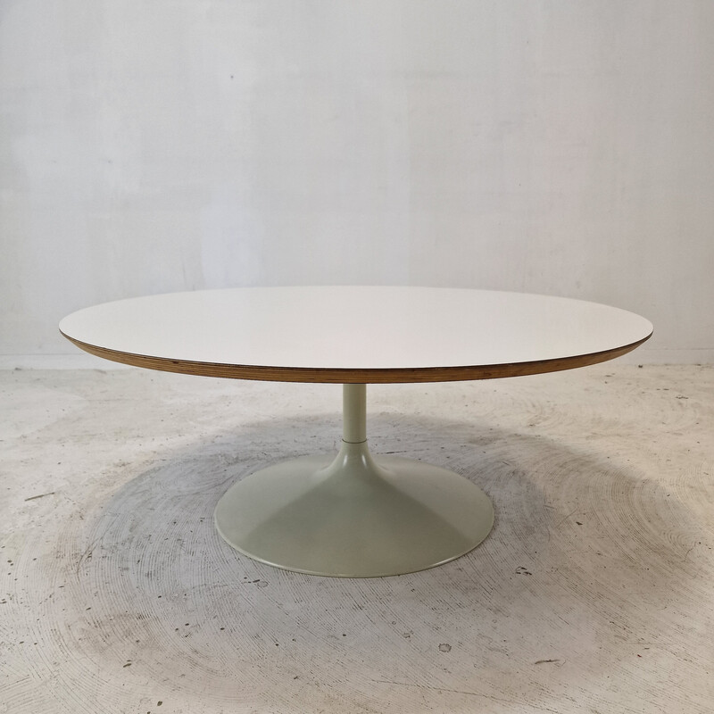 Vintage "Circle" coffee table in white veneered wood by Pierre Paulin for Artifort, 1970