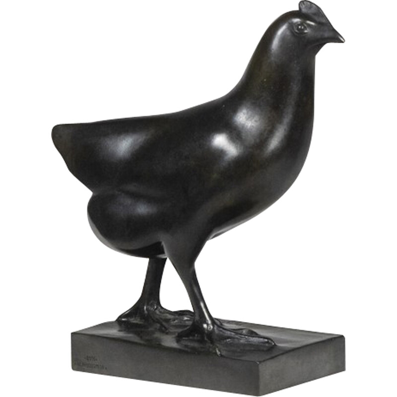Vintage “Hen” bronze sculpture by François Pompon for Atelier Valsuani, 2006