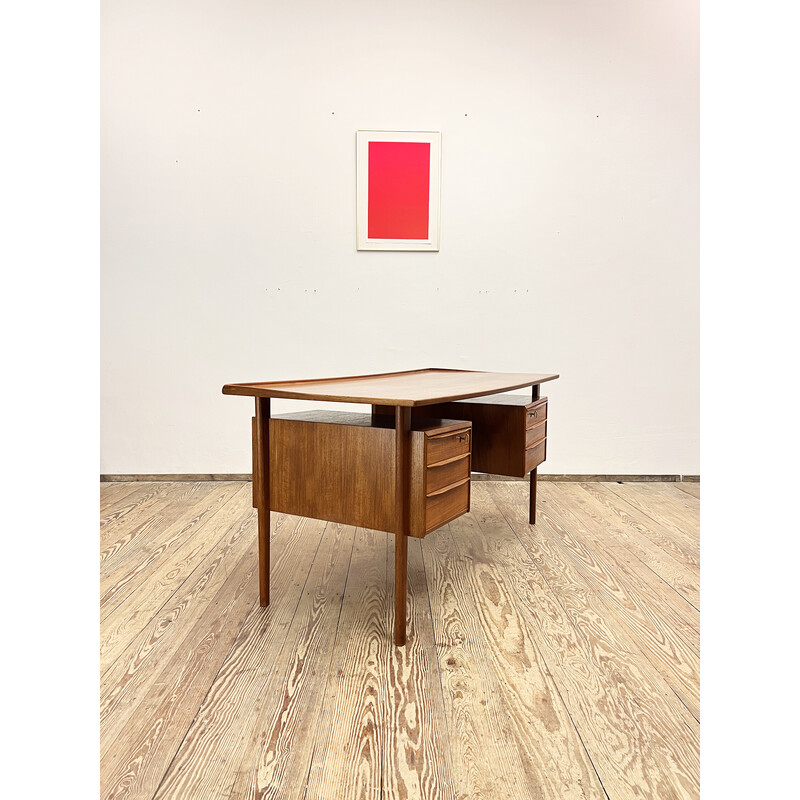 Vintage teak wood desk by Peter Løvig Nielsen for Hedensted Møbelfabrik, Denmark 1972