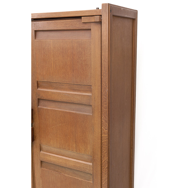 Vintage "Gemini" cabinet in stained oak by Guillerme et Chambron for Vous Maison, 1950
