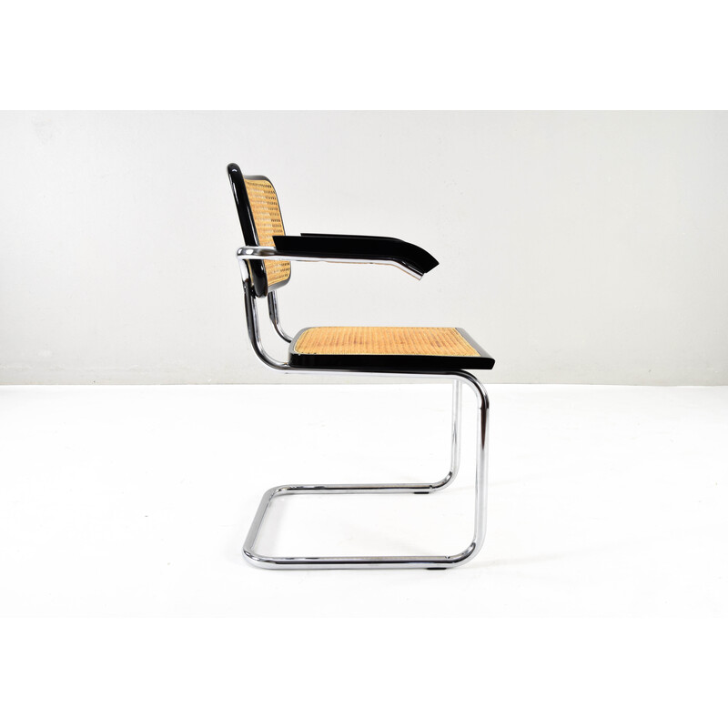 Ensemble de 4 chaises vintage modèle B64 en acier chromé et hêtre par Marcel Breuer, Italie 1970