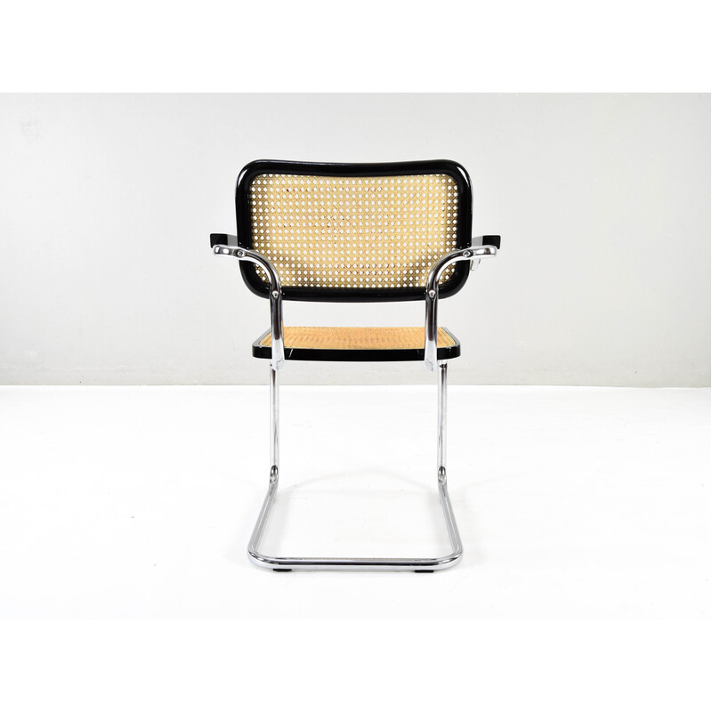 Set of 4 vintage model B64 chairs in chrome steel and beech by Marcel Breuer, Italy 1970